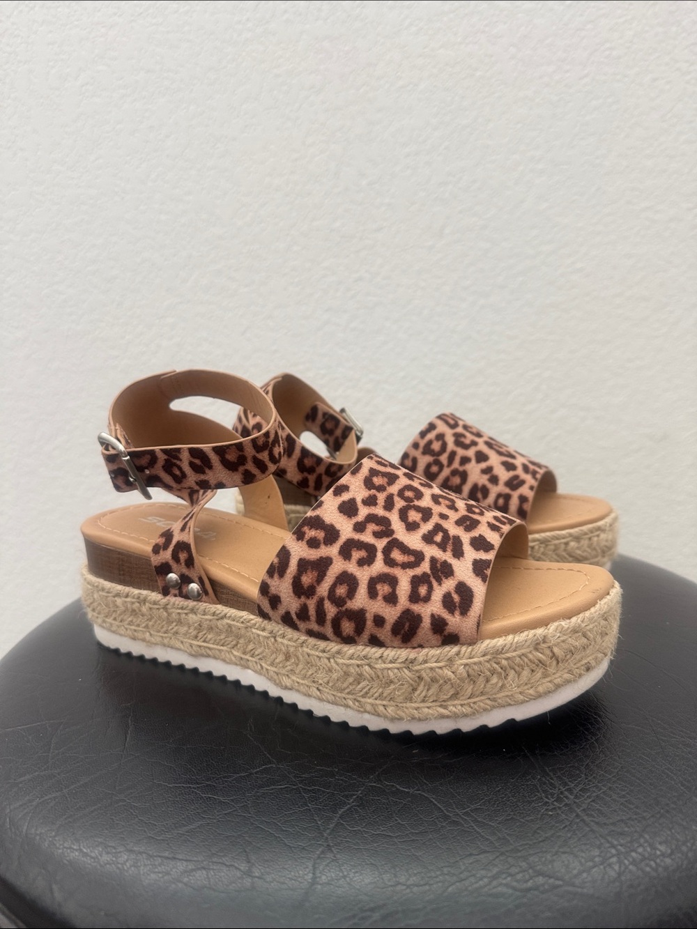 Soda Leopard Print Platform Espadrille Sandals - Brown